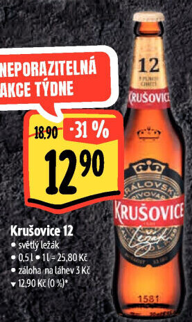 Pivo světlé Královský ležák 12° Krušovice