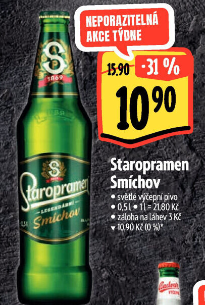 Pivo světlé výčepní 10° Smíchov Staropramen