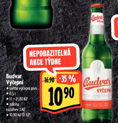 Pivo světlé výčepní Budweiser Budvar
