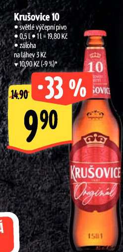 Pivo světlé výčepní Originál Královská 10° Krušovice