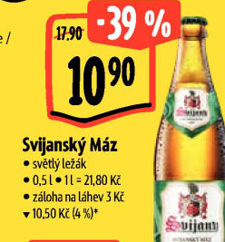 Pivo světlý ležák 11° Svijanský Máz Svijany