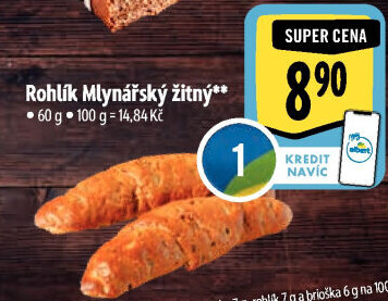 Rohlík Mlynářský žitný Albert