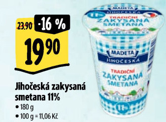Smetana zakysaná Jihočeská Madeta 11%