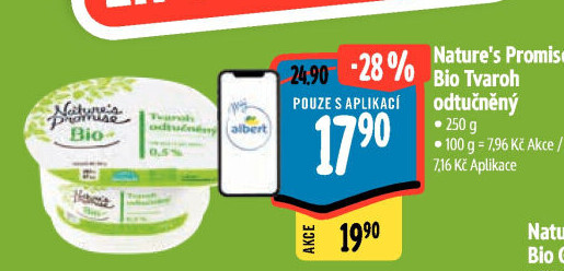 Tvaroh odtučněný bio Nature'