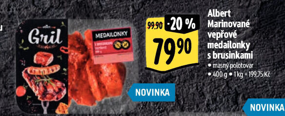 Vepřové medailonky s brusinkami marinované Albert Gril