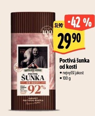 Šunka od kosti poctivá nejvyšší jakosti Kostelecké uzeniny