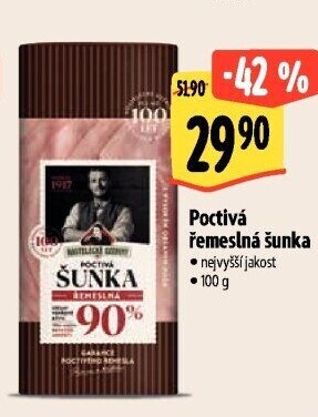 Šunka poctivá řemeslná nejvyšší jakosti Kostelecké uzeniny