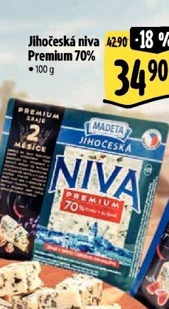 Sýr Niva Premium Jihočeská 70% Madeta