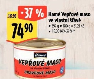 Vepřové maso ve vlastní šťávě Hamé
