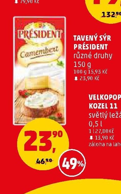 Tavený sýr Président