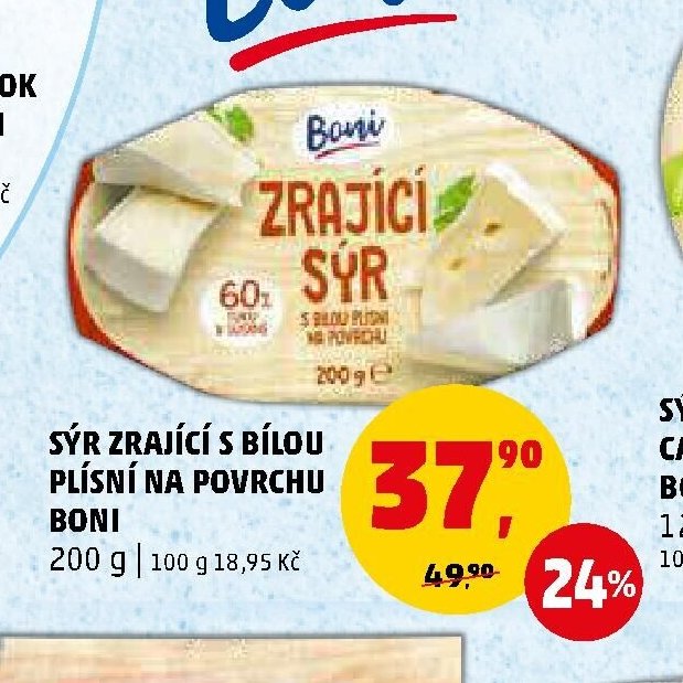 SÝR ZRAJÍCÍ S BÍLOU PLÍSNÍ NA POVRCHU BONI