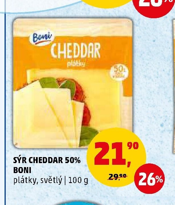 SÝR CHEDDAR 50% BONI