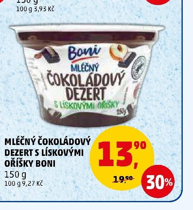 MLÉČNÝ ČOKOLÁDOVÝ DEZERT S LÍSKOVÝMI OŘÍŠKY BONI