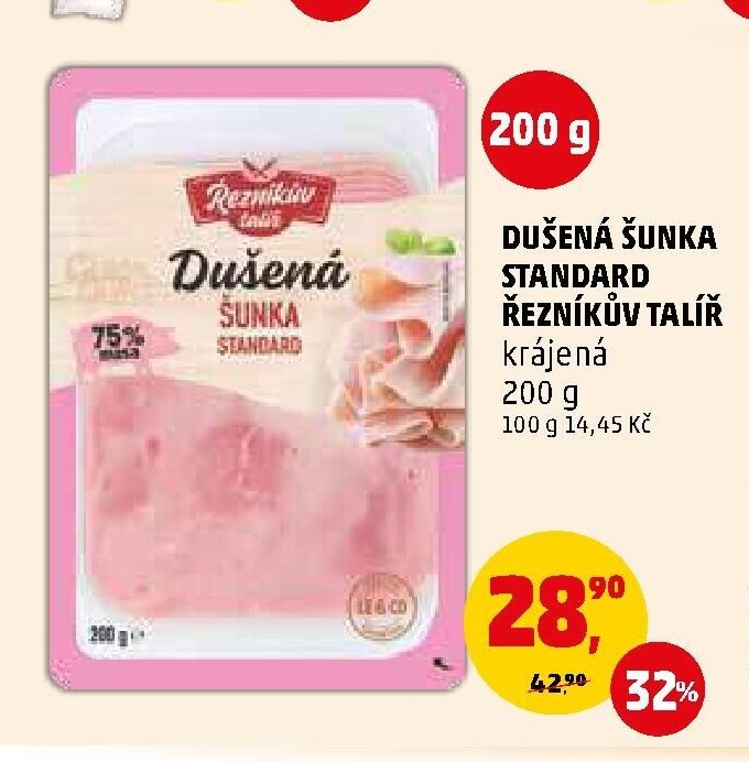 DUŠENÁ ŠUNKA STANDARD ŘEZNÍKŮV TALÍŘ krájená