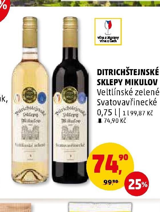 Ditrichštejnské sklepy Mikulov Veltlínské zelené, Svatovavřinecké