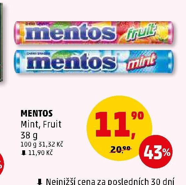 MENTOS Mint, Fruit 38 g