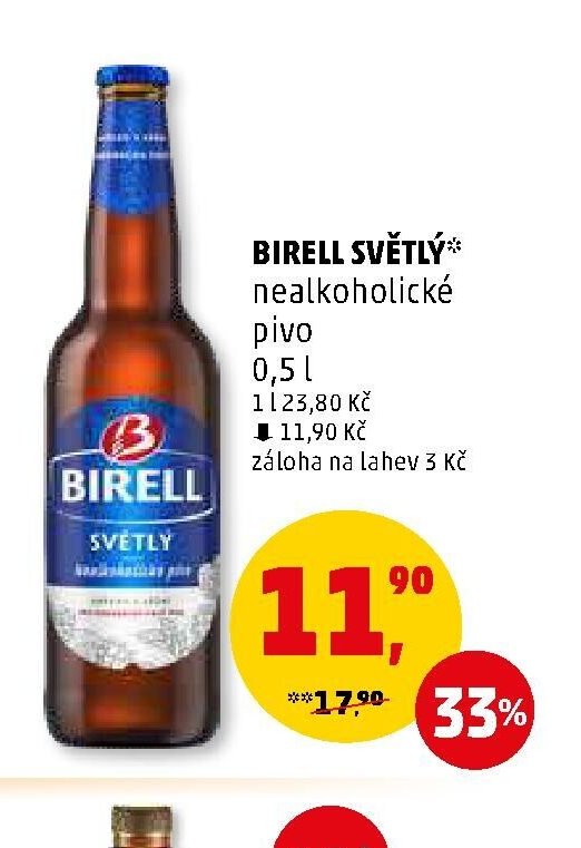 BIRELL SVĚTLÝ nealkoholické pivo 0,5 l