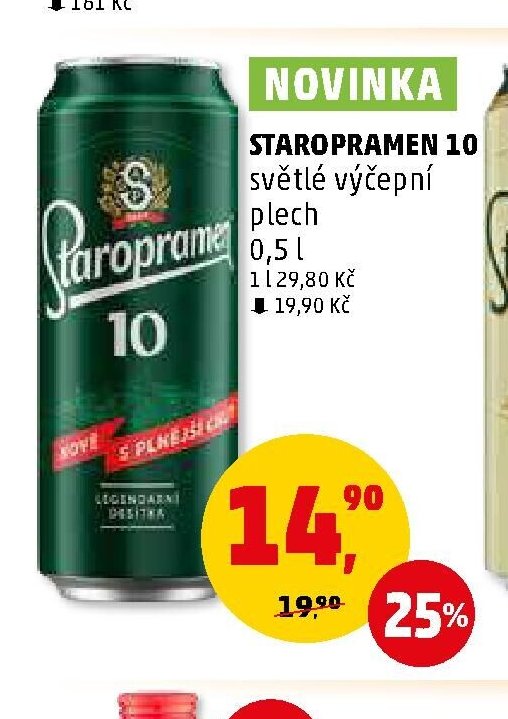 STAROPRAMEN 10 světlé výčepní plech 0,5 l