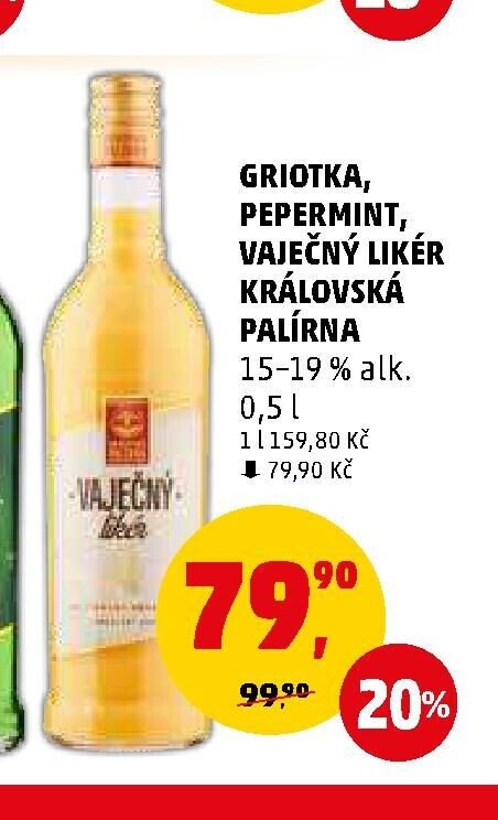 VAJEČNÝ LIKÉR KRÁLOVSKÁ PALÍRNA 15-19 % alk. 0,5 l