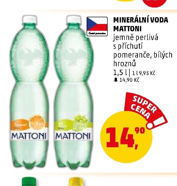 MINERÁLNÍ VODA MATTONI jemně perlivá