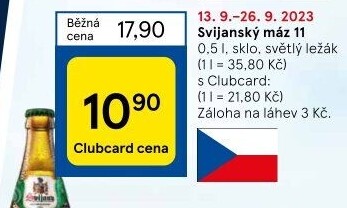 Pivo světlý ležák 11° Svijanský Máz Svijany
