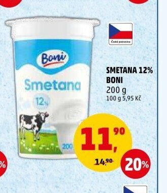 SMETANA 12% BONI 200 g