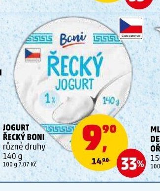 JOGURT ŘECKÝ BONI různé druhy 140 g