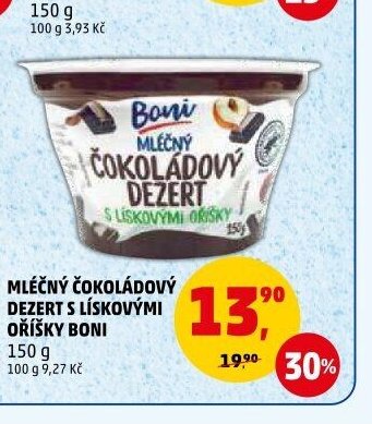 MLÉČNÝ ČOKOLÁDOVÝ DEZERT S LÍSKOVÝMI OŘÍŠKY BONI 150 g