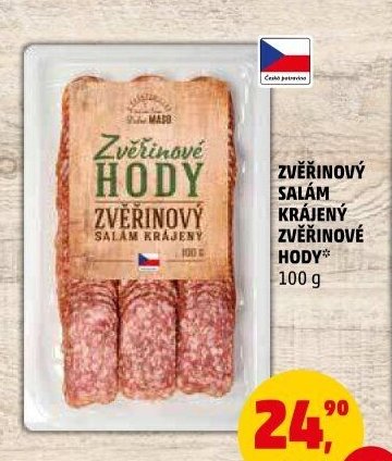 Zvěřinový salám krájený Zvěřinové Hody