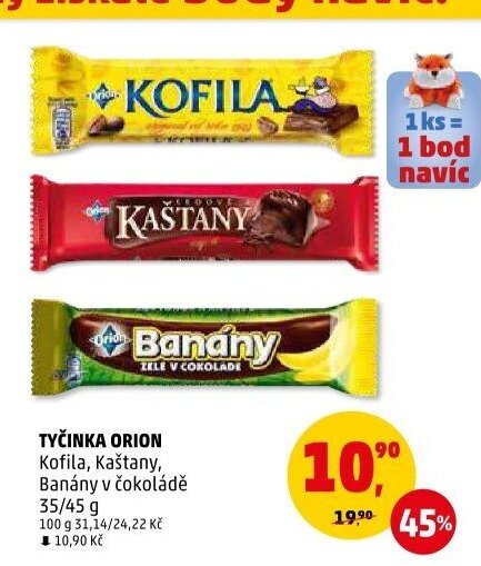Tyčinky Orion (Kofila, Kaštany, Banány)