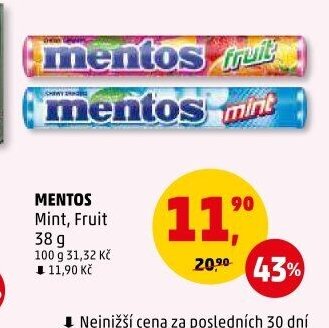 MENTOS Mint, Fruit 38 g