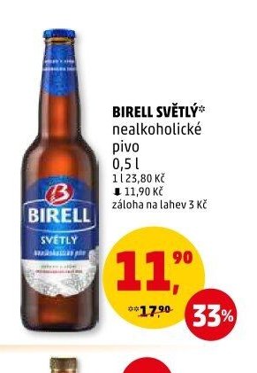 BIRELL SVĚTLÝ nealkoholické pivo 0,5 l