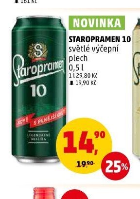 STAROPRAMEN 10 světlé výčepní plech 0,5 l