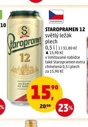 STAROPRAMEN 12 světlý ležák plech 0,5 l