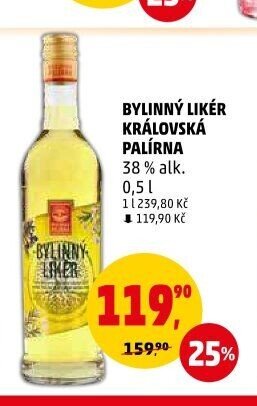 BYLINNÝ LIKÉR KRÁLOVSKÁ PALÍRNA 38 % alk. 0,5 l