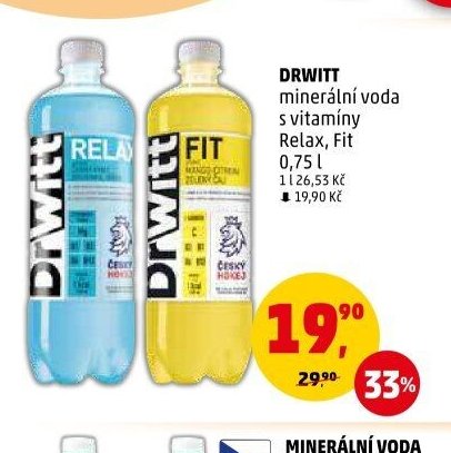 DRWITT minerální voda s vitamíny Relax, Fit 0,75 l