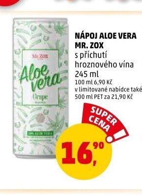 NÁPOJ ALOE VERA MR. ZOX s příchutí hroznového vína 245 ml