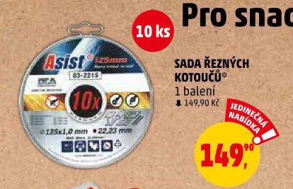 SADA ŘEZNÝCH KOTOUČŮ