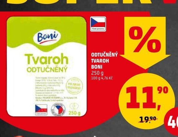 ODTUČNĚNÝ TVAROH BONI 250 g