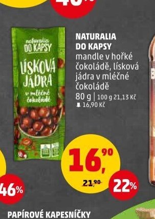 NATURALIA DO KAPSY jádra v mléčné čokoládě 80 g