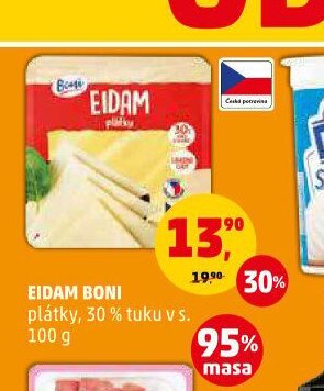 EIDAM BONI plátky, 30 % tuku v s. 100 g