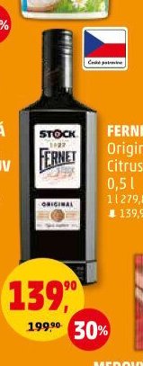 FERNET STOCK Originál 38 % alk., Citrus 27 % alk. 0,5 l