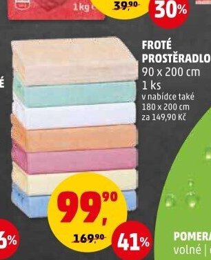 Froté prostěradlo 90 x 200 cm