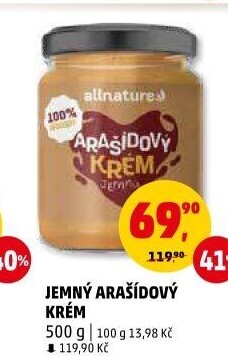 Arašídový krém Allnature