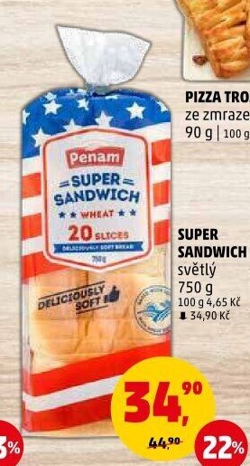 Toustový chléb supersendvič Penam