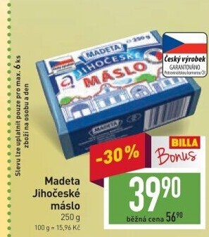 Máslo Jihočeské Madeta