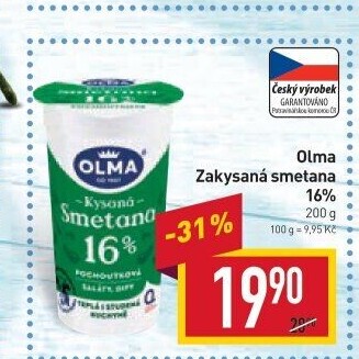 Smetana zakysaná Olma 16%