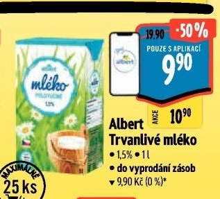 Mléko trvanlivé Albert - 1,5% polotučné