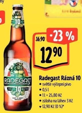 Pivo světlé výčepní Rázná 10° Radegast