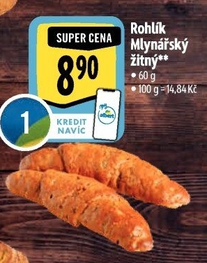 Rohlík Mlynářský žitný Albert